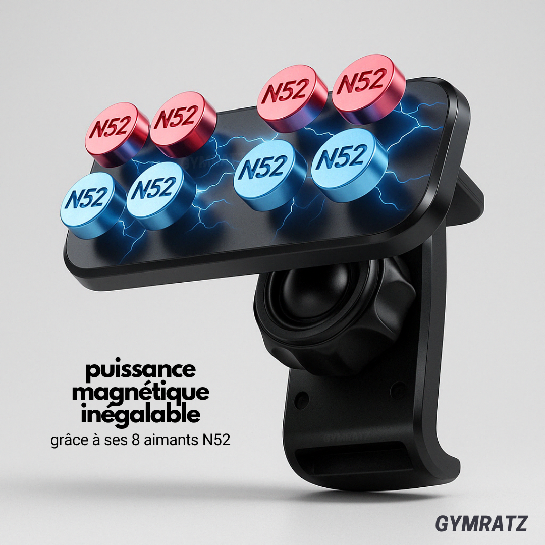 Gymratz - Support de téléphone aimanté rotatif sur barre de musculation pour salle de sport - accessoire fitness